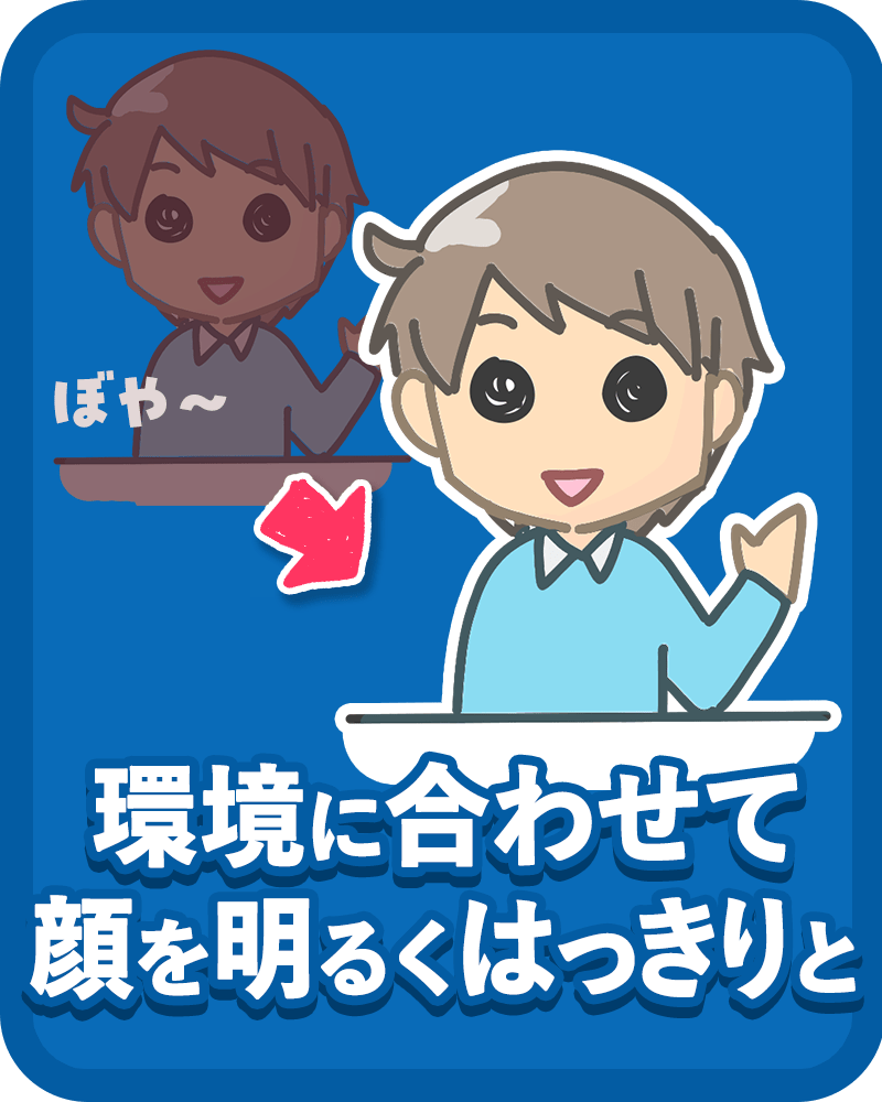 環境に合わせて顔を明るくはっきりと