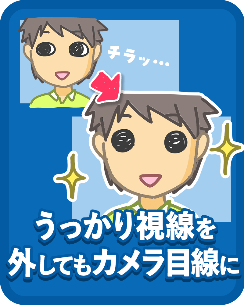 うっかり視線を外してもカメラ目線に