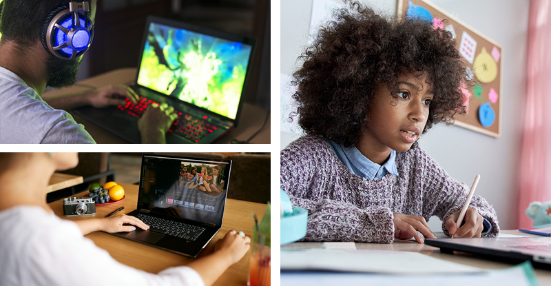 - 美しい映像を実現するインテル® Iris® Xe グラフィックス -
臨場感のあるゲームプレイや、高画質動画の再生サポートなど驚異的な次世代のビジュアル体験