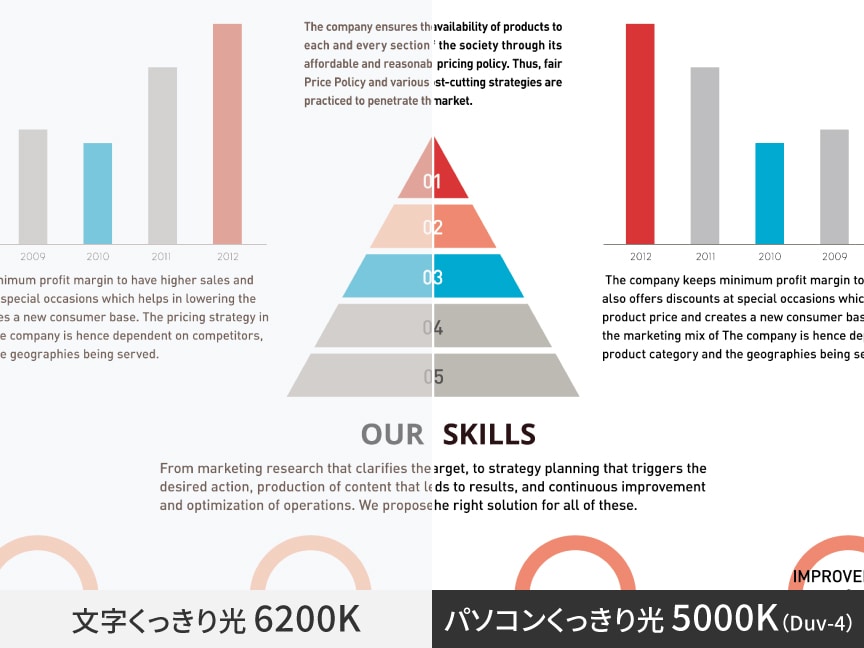 文字くっきり光 6200K/パソコンくっきり光 5000K(Duv-4)
